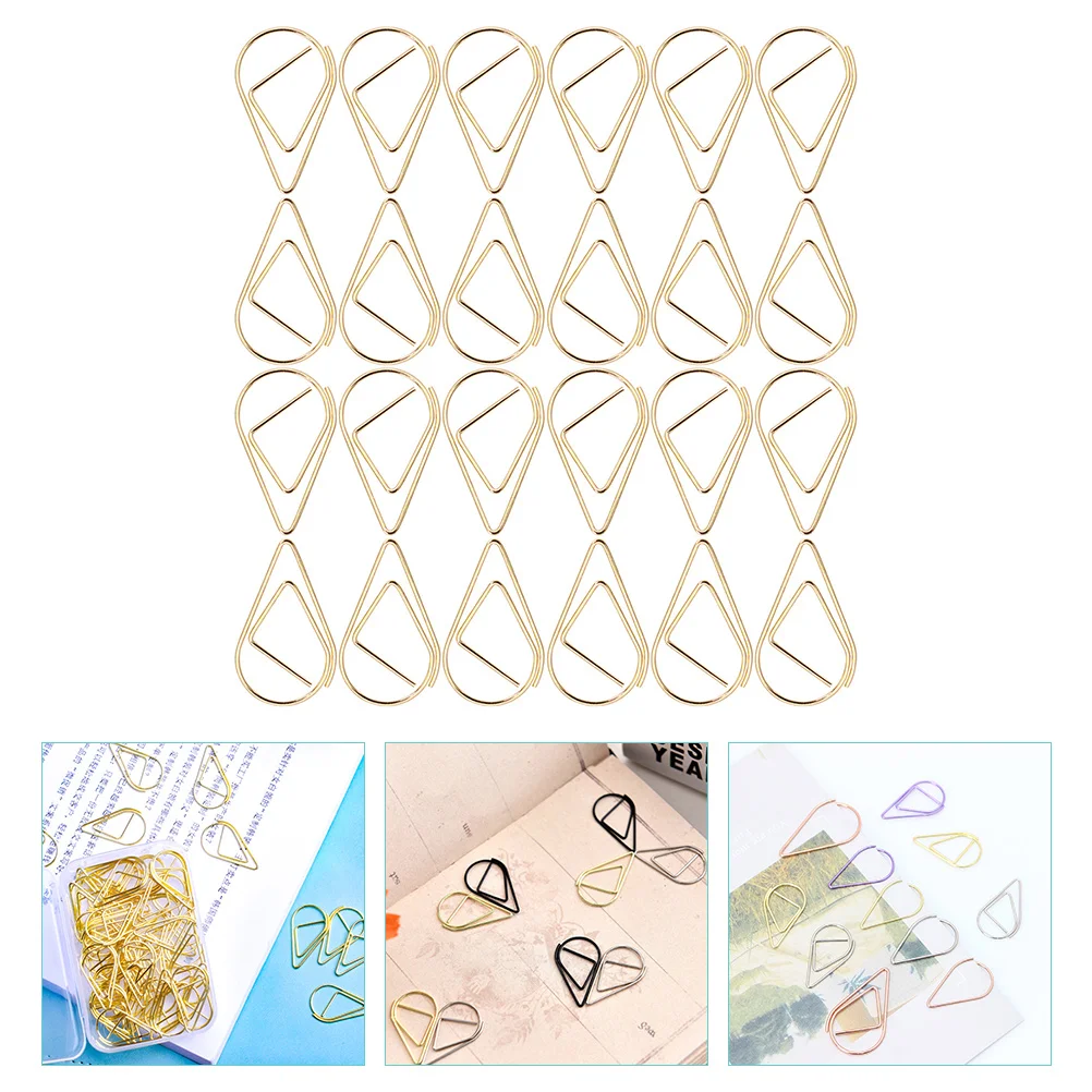 100 Pcs Paper Clip Document Clips Teardrop Office for Paperwork Metal Paperclips Multiuse