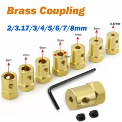 1Pcs Coupling 2mm 3.17mm 3mm 4mm 5mm 6mm 7mm 8mmBrass Hexagonal Motor Shaft Coupling Joint Coupler Spanner for RC Car Wheel Boat