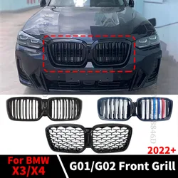 Front Kidney Grill Racing Bumper Grille Radiator Grid Hood Mesh For BMW X3 X4 G01 G02 2022 2023 M Decoration Tuning Accessories