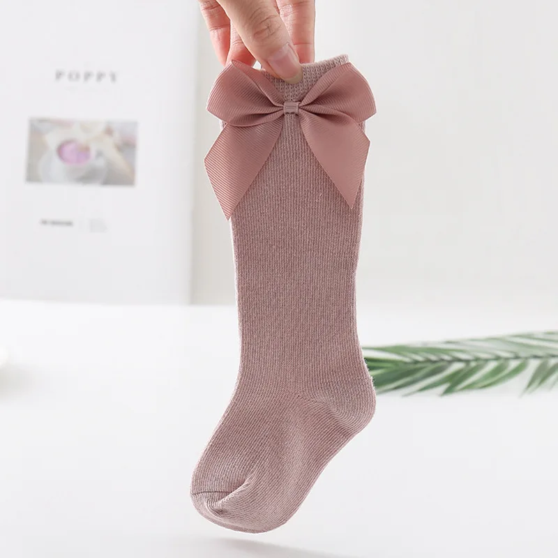 2023 Baby Girls Socks New Toddlers Girl Big Bow Knee High Long Soft Kids Socks Bowknot 100% Cotton 0-3 Years Newborn Socks