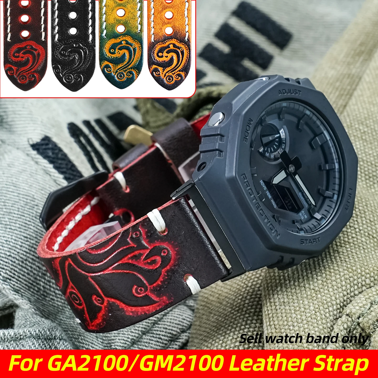 Винтажный ремешок из натуральной кожи для Casio G-SHOCK GM2100 GA2100 GA-B2100, модифицированный ремешок для часов из воловьей кожи, мужской сменный ремень-браслет