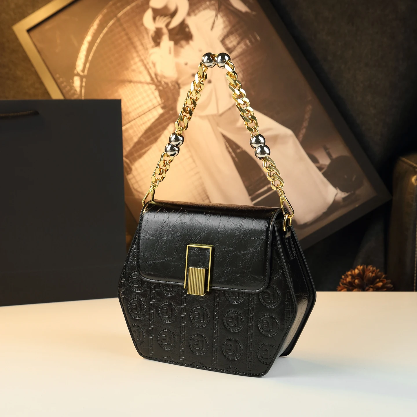 Geometric Hexagon Handbag Fren - Interior Design Elegant ulasan dan harga