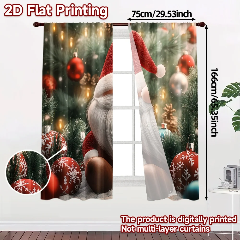 2pcs,Curtains Cute Gnome Christmas Holiday Season Contemporary Popular Curtains Yarn Curtains Decorations Outdoor Perfect for