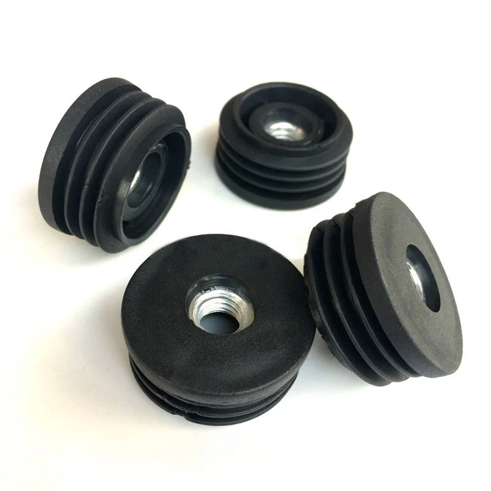 2/4/8pcs Round Black Plastic Blanking End Cap Caps Pipe Tube Inserts With M6 Metal Thread Dia 16mm 19mm