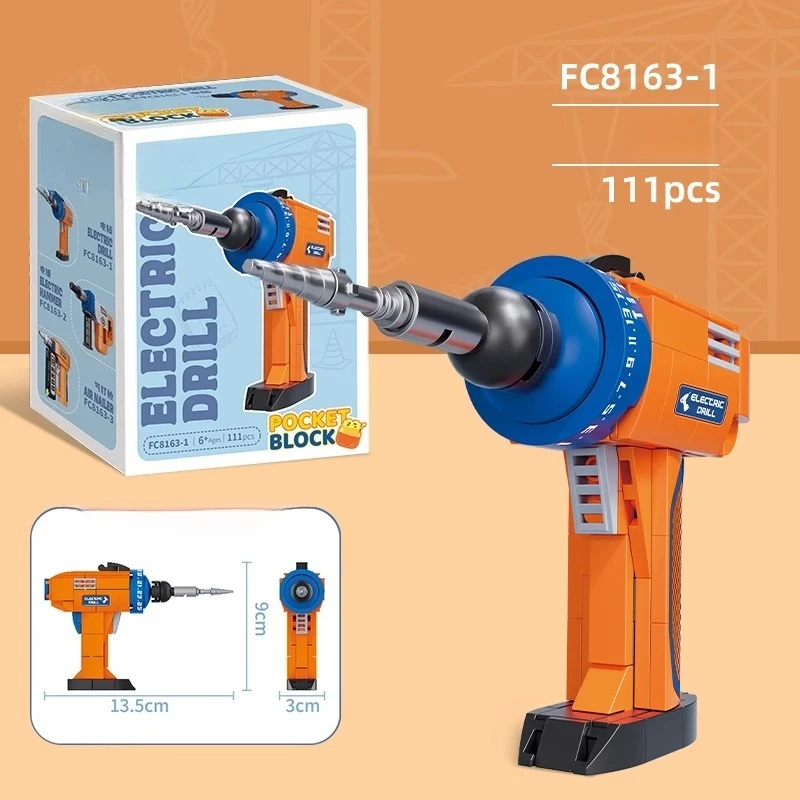 SEMBO Mini Electric Drill Building Blocks Children's Educational Repair Tool Set Assembled Chainsaw Model Ornaments Trendy Toys