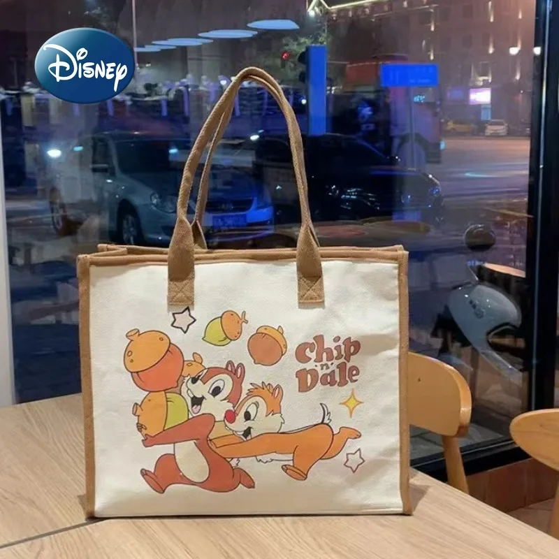 Disney New Women's Handbag Canvas Cartoon Large Capacity Women's Tote Bag Luxury Brand Fashion Casual Women's Shoulder Bag