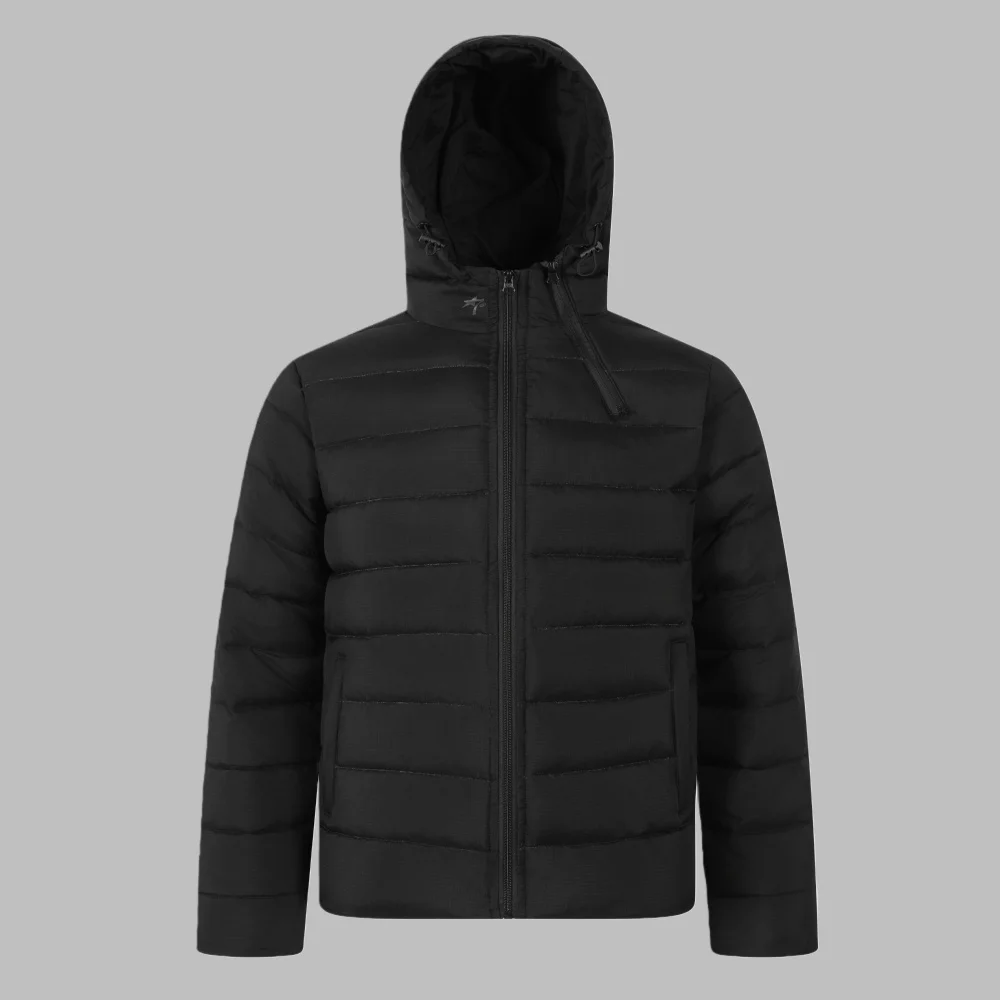 Women's Demi-season Down Jacket with Hood Black Wave-Pattern Double-Zip Outer Winter Ladies Stylish Couples Coat Winter Women