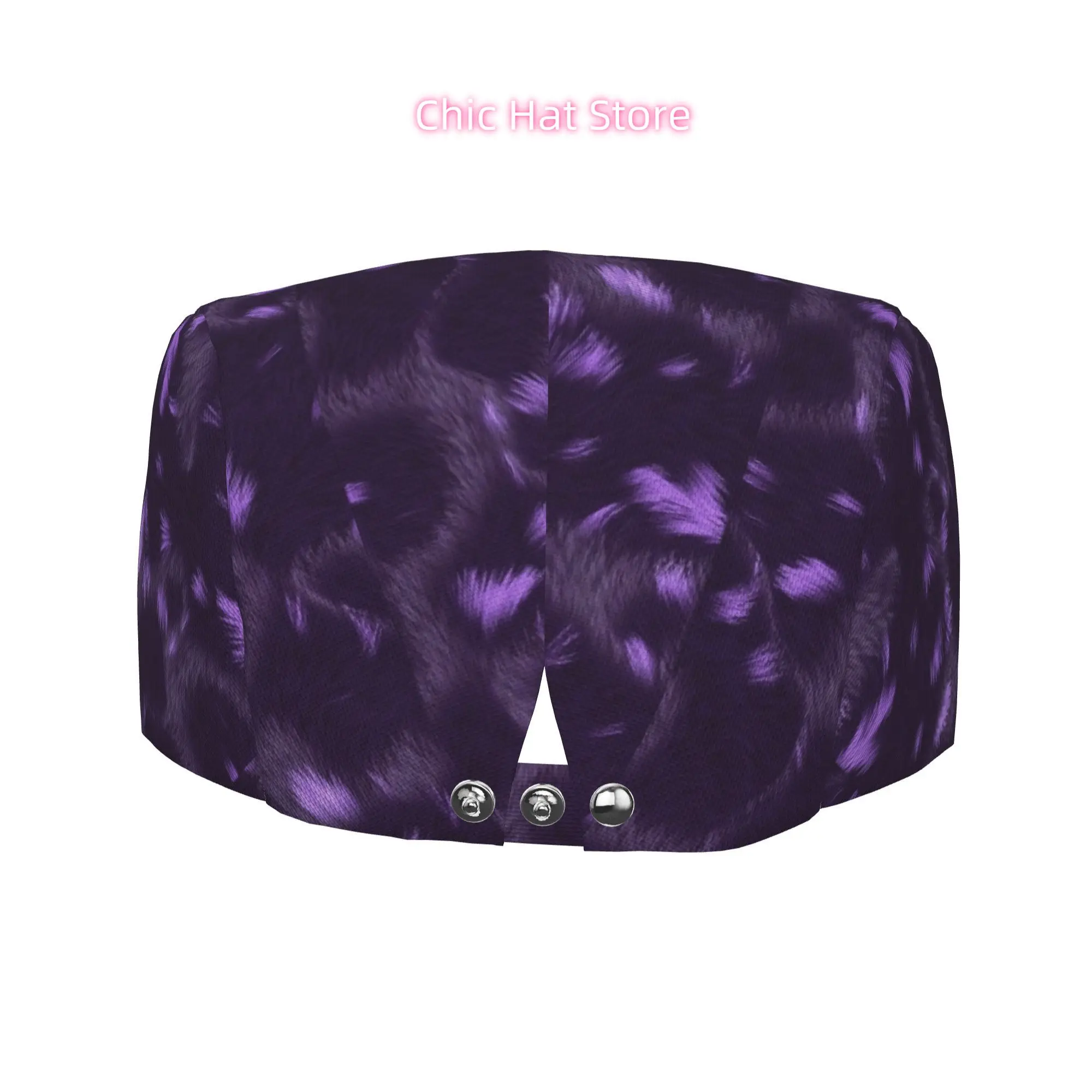 1pc Men's & Women's Purple Velvet-Like All-Over Print Flat-Top Hat - Retro Newsboy, Beret, Irish Driver with Metal Buckle Closur