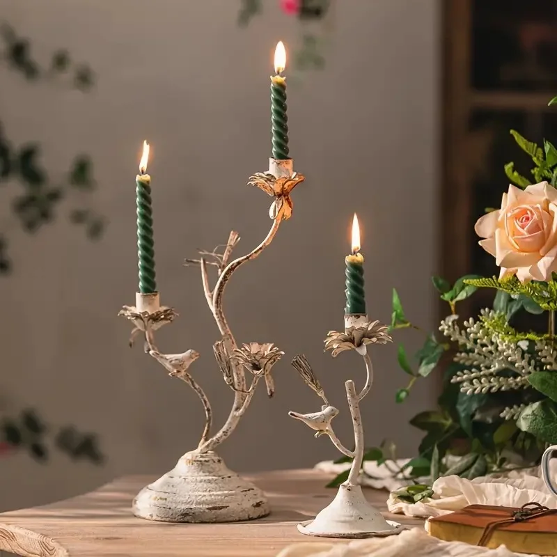 

Zml iron art floral candle holder - home decor accent piece for ambiance