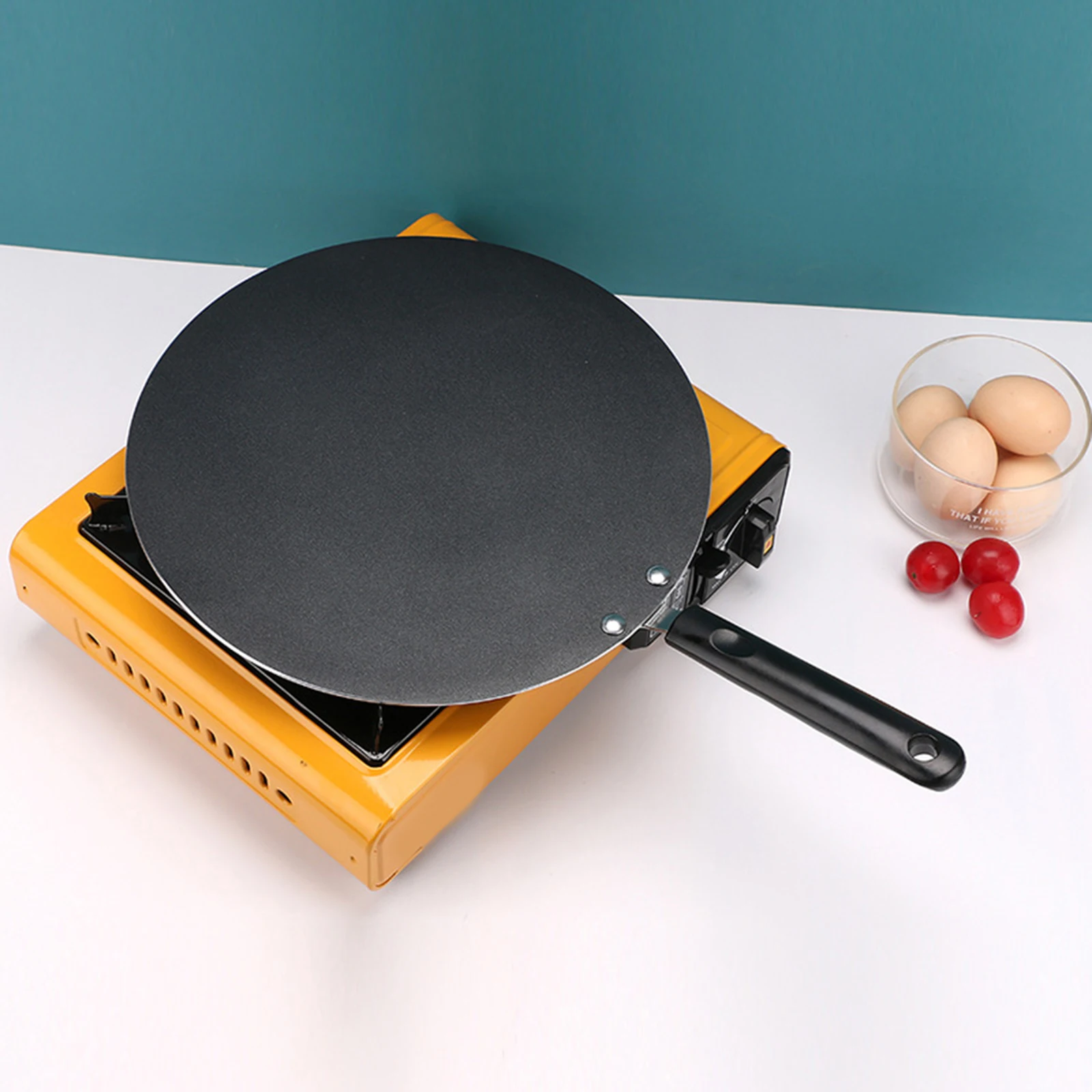 Pancake Round Griddle Nonstick Frying Pan Hand Handle Tortilla Maker Skillet Flat Tava Griddle for Grill Pancakes BBQ Cooktop