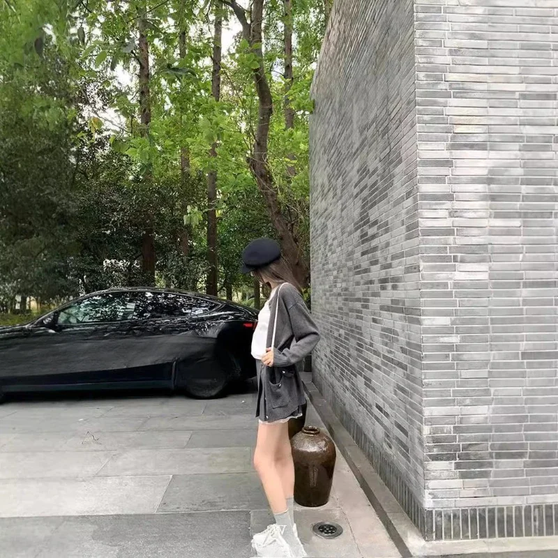 مريحة، جميلة، عصرية وفضفاضة، مزاج لطيف، عطرة كبيرة سترة نسائية خريفية رقيقة محبوكة