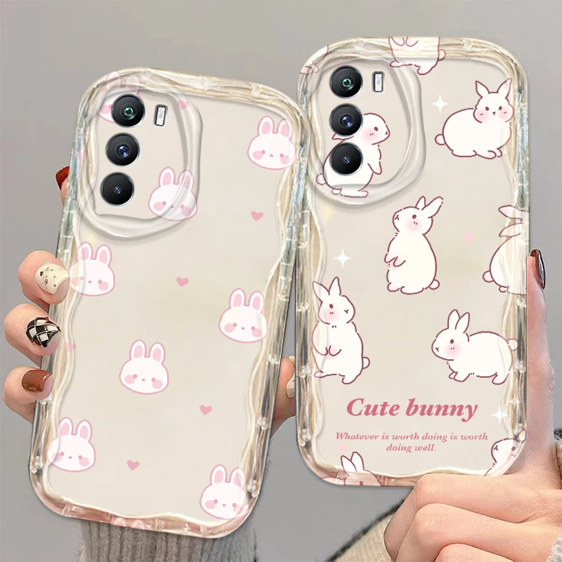 

Pink Rabbit Cute Beautiful For Xiaomi Mi 14 12 12T 11 Lite Poco M6 X6 X5 X4 X3 M3 F4 Pro GT NFC 5G Wave Oil Soft Phone Case