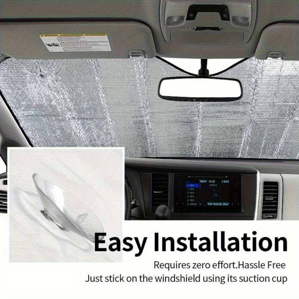 1pc Funny Gorilla Car Windshield Sunshade - Heat & Glare Reduction, Foldable Polyester Fiber Sun Shield With 2 Suction Cups, Fit