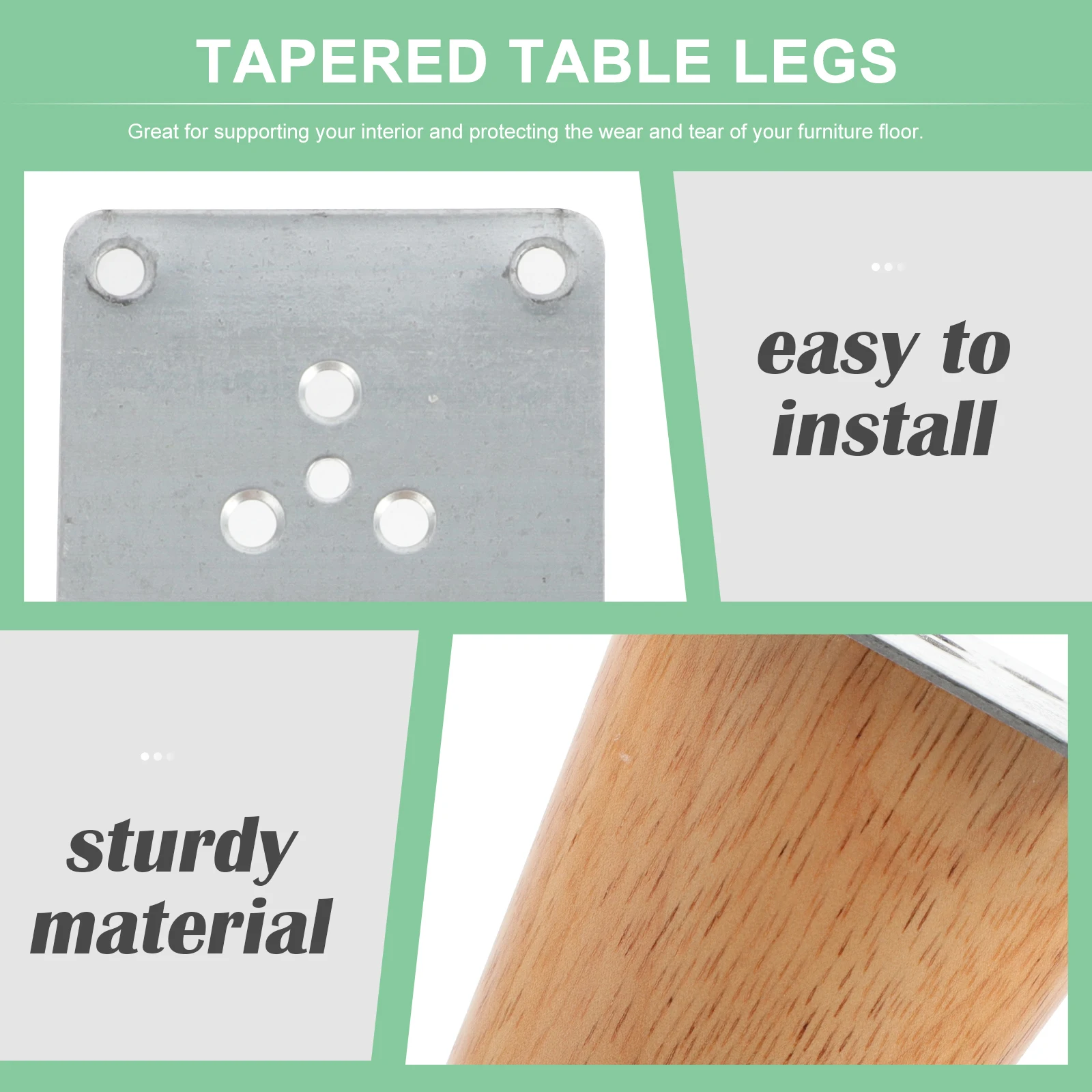 

4 Sets Wooden Furniture High Quality Natural Wood Smooth Surface Tapered Table Legs Sofa Replacement Legs Wood