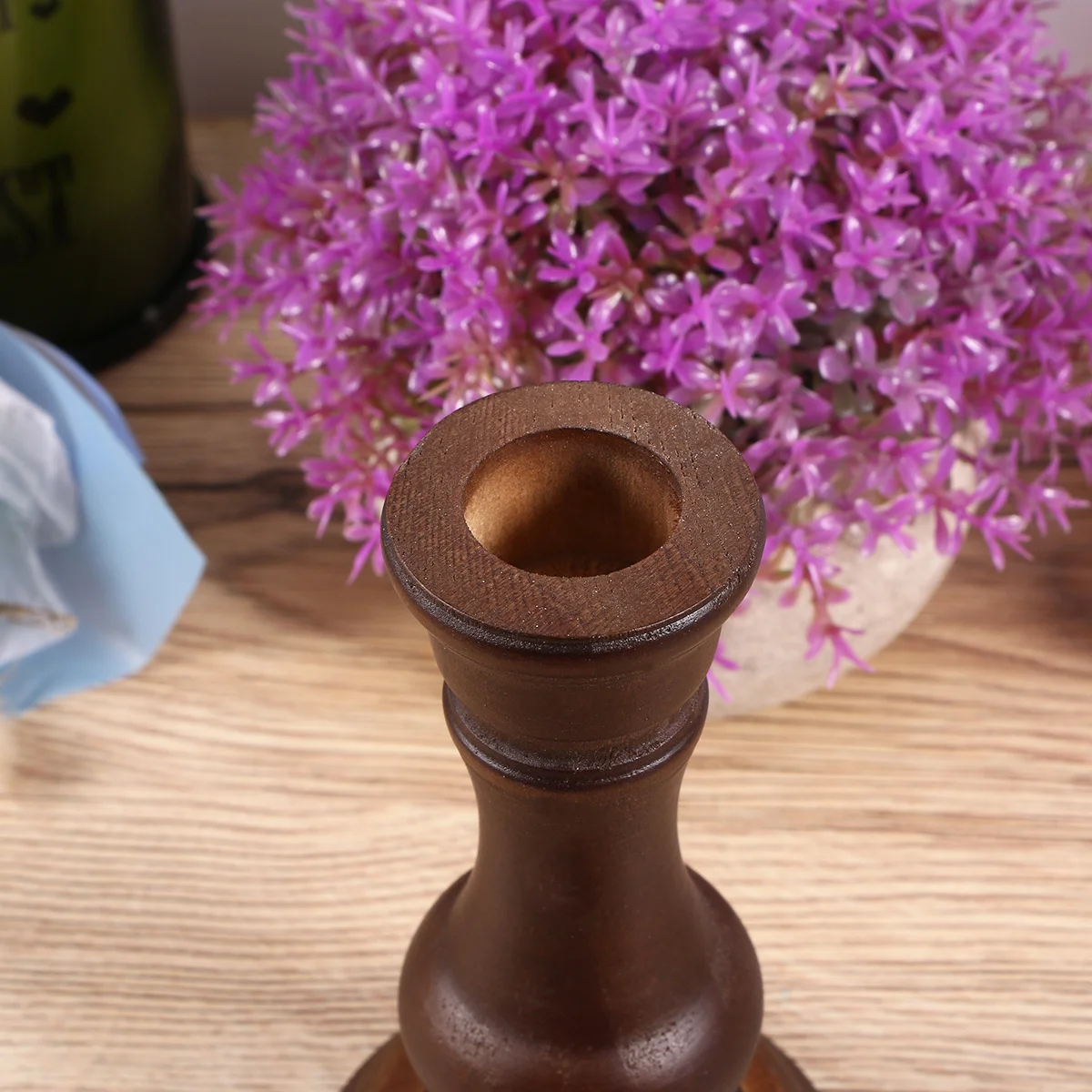 

Solid Wood Stand Stick Holder for Church Candlestick Glass Dining Table Bamboo
