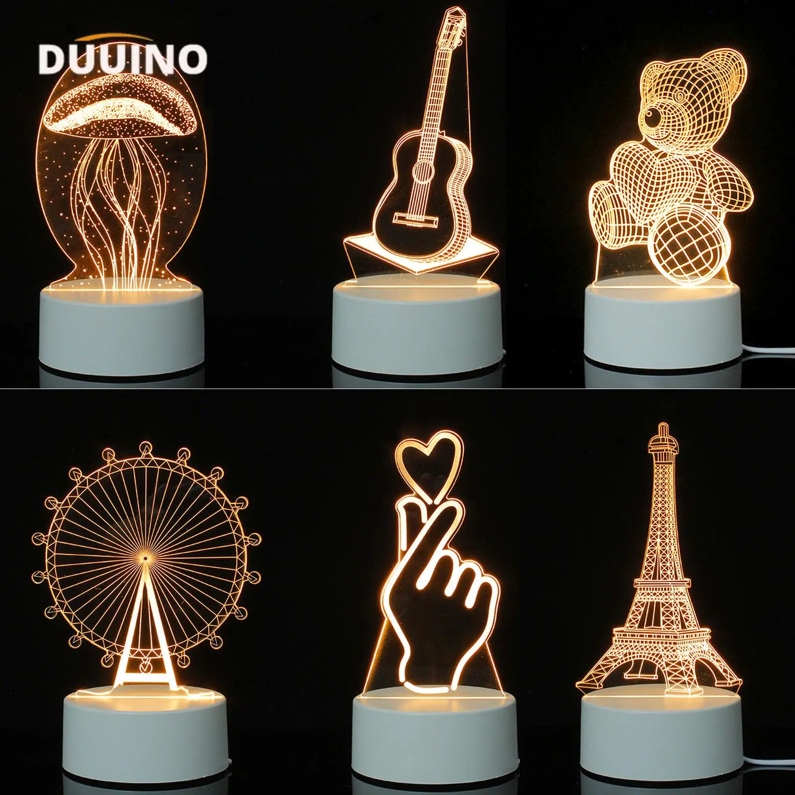 3D Night Lamp Desktop Night Light Boys and Girls Holiday Valentine's Day Gift Wedding Decorative Bedroom Bedside Table Lamp Gift