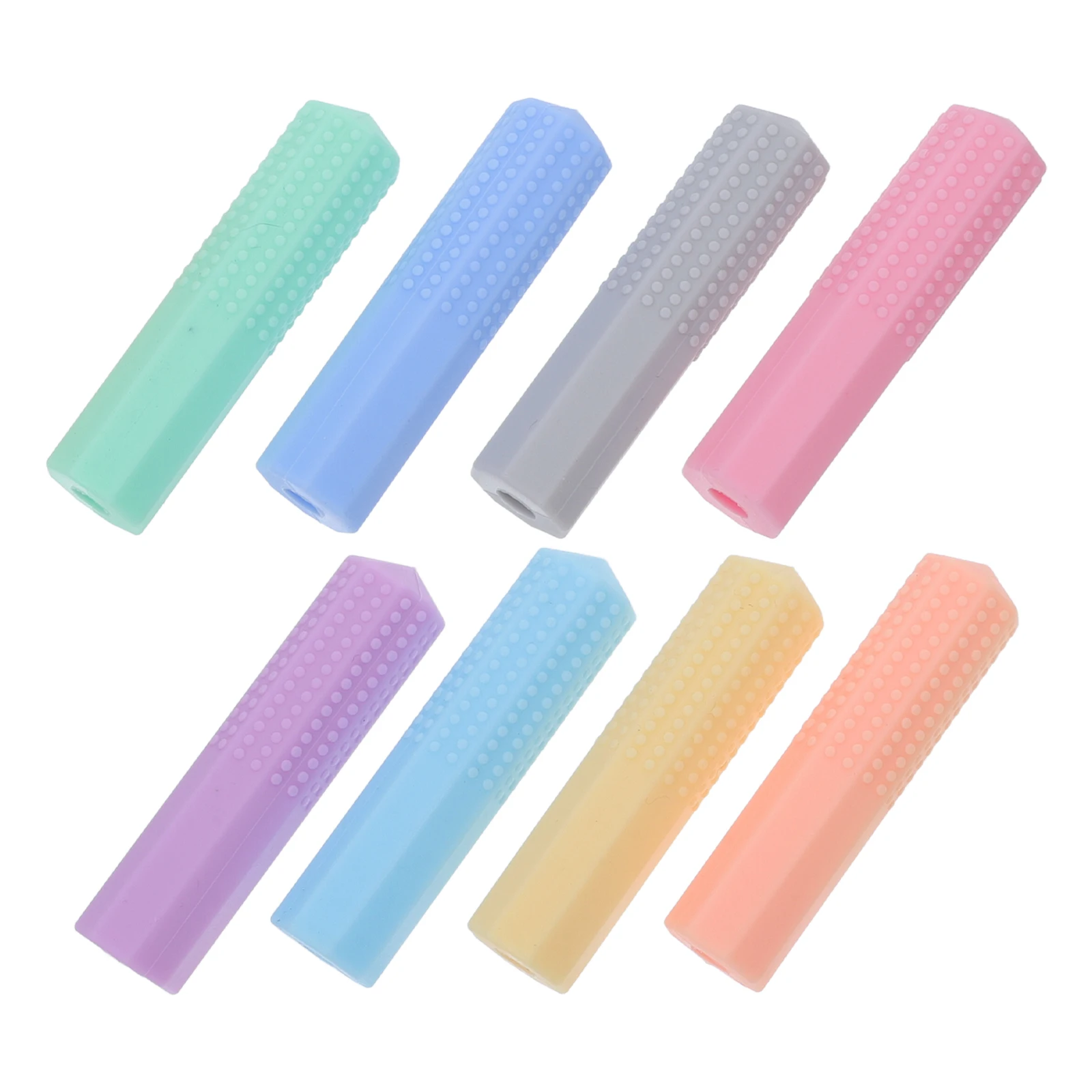 

8pcs Pencil Caps Silica Gel Chew Topper Sensory Aids Kids Soft Textured Vibrant Colors Fits Writing Instruments