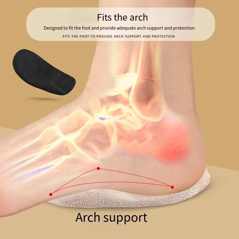 Gel Heel Pads Particle Massage Half Insoles Arch Support Shock Absorbing Anti‑Wear Heel Cushion Inserts for Women Flats Shoes