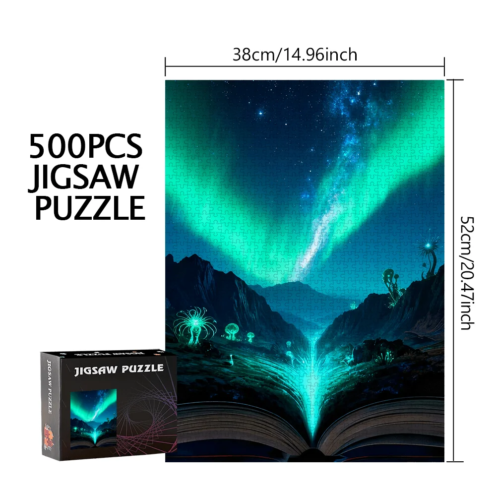 Puzzle da 500 pezzi o 1000 pezzi Aurora e notte stellata - Cielo notturno con stelle, sfida intermedia adatta per s &, /Cristo