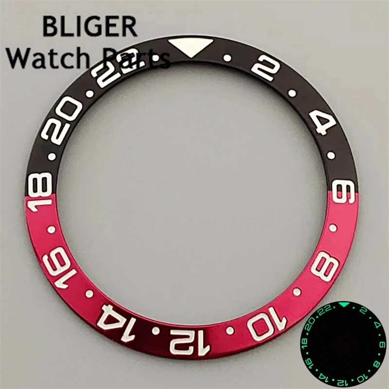 BLIGER 38mm super Green and Blue green luminous ceramic/titanium bezel insert fit 40mm watch case