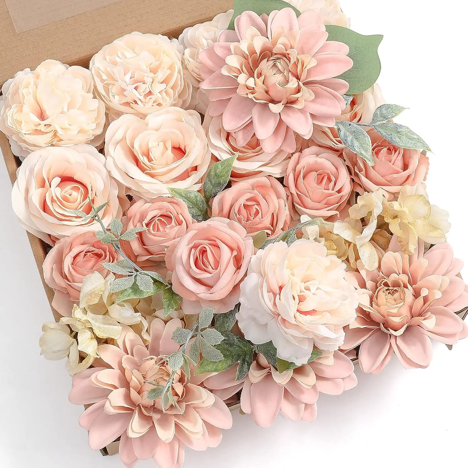 

Artificial Flowers Combo Box Set Gradient Color Flower Leaf with Stems for DIY Wedding Bouquets Centerpieces Baby Shower Party