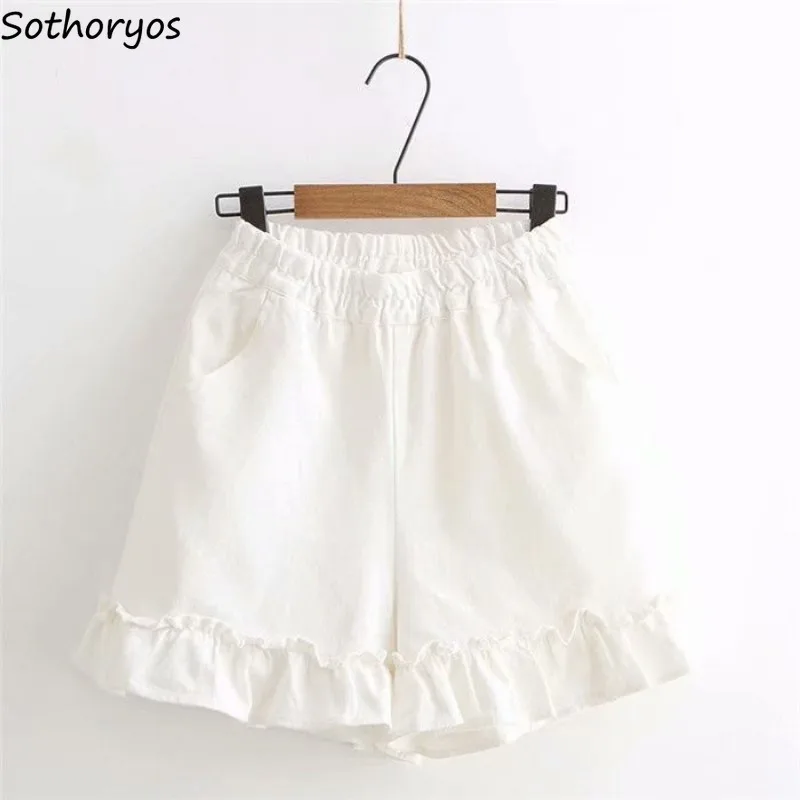 

Japanese Sleep Bottoms Women Kawaii Loose Soft Students Ruffles Home Casual Princess Summer All-match Breathable Elastic Waist