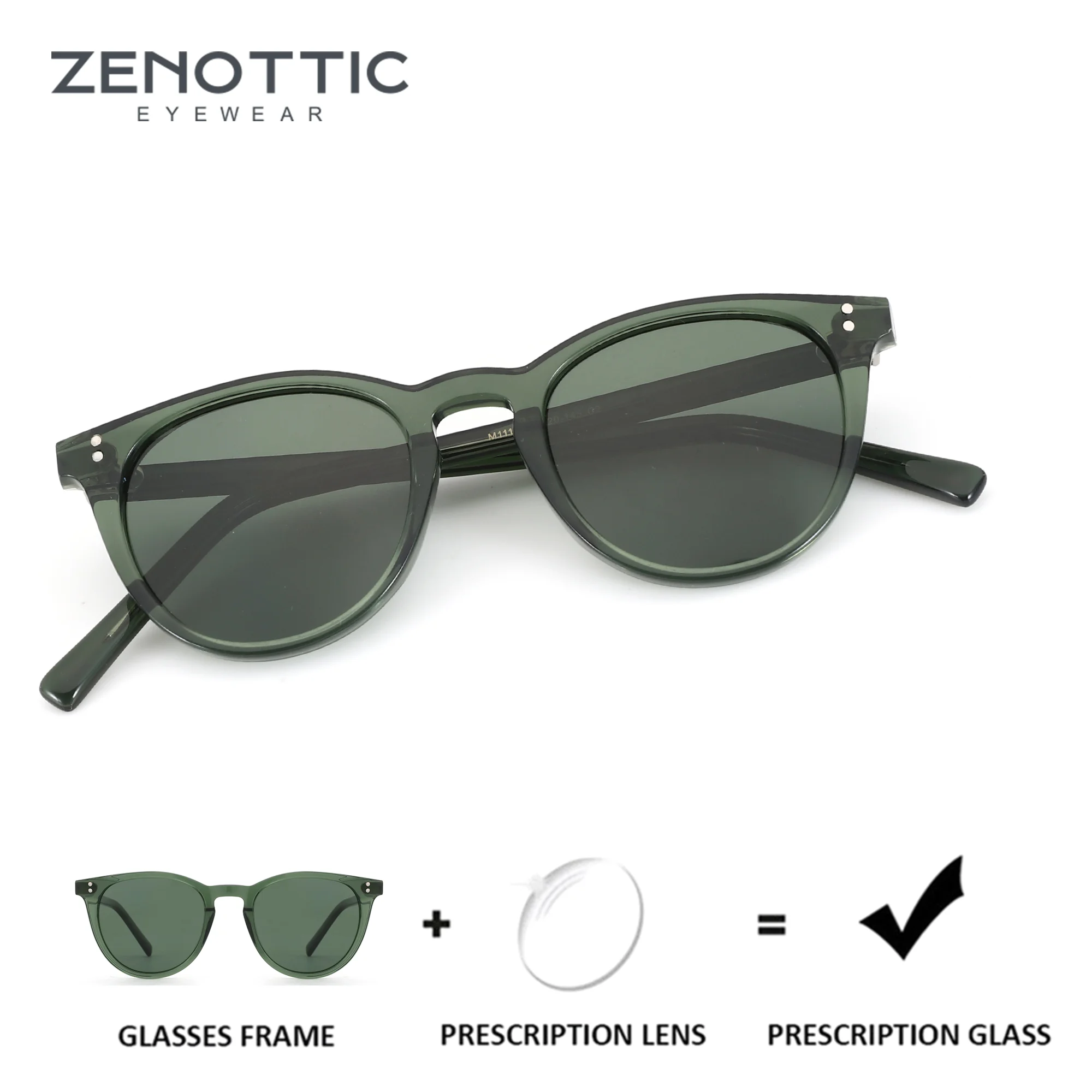 ZENOTTIC Square Acetate Polarized Prescription Sunglasses For Men Women UV400 Myopia Optical Sun Glasses Progressive Shades