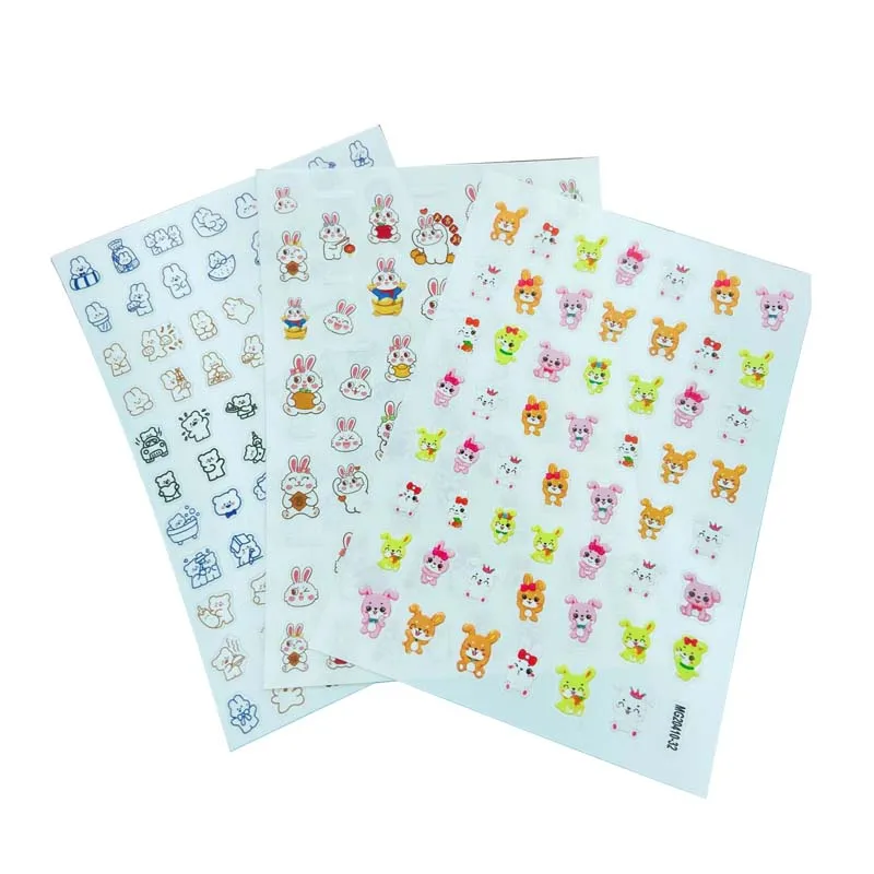 DIY Japanese Style Thin Traceless Nail Stickers New Design of Cute Baby Bears Dry Nail Decals Nail Art Maicure Nail Decorations