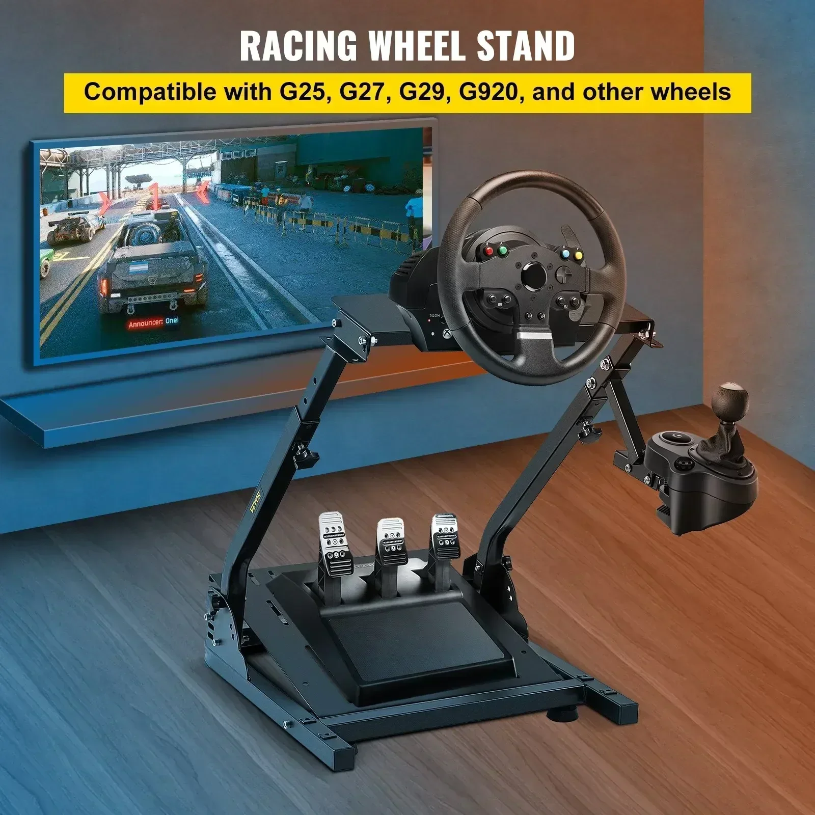 VEVOR Racing Simulator Self-Career Steering Wheel Stand for Logitech G25 G27 G29 and G920 Folding Steering Wheel Stand