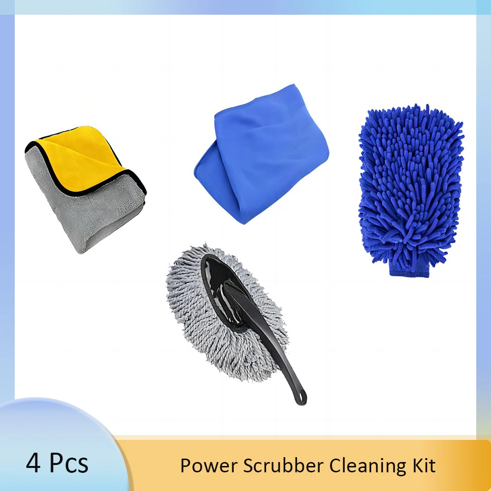 

Microfiber Car Duster 4Pcs Set Extendable Handle Interior Exterior Multipurpose Cleaning Car Brush Set Dashboard Detailing Brush