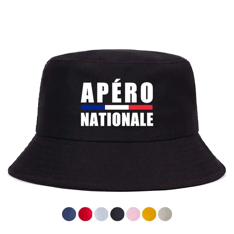 Apero Nationale Print Classic Bucket Hat France People Fashion Bob Woman Man Daily Travel Sports Reversible Fisherman Cap Beach