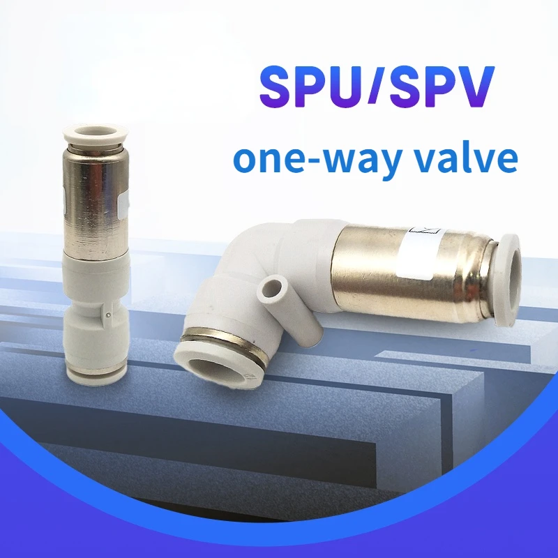 1PC Pneumatic check valve hose straight pipe L-shaped partition SPU SPV-4 6 8 10 12 air compressor quick air pipe plug connector