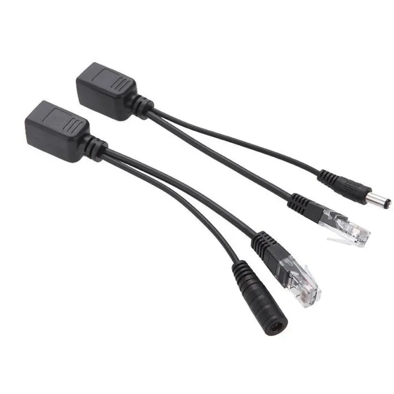 Kit iniettore e splitter PoE passivo 2 pz/set con connettore adattatore di alimentazione CC 5,5x2,1 mm 12 V-48 V per telecamera IP