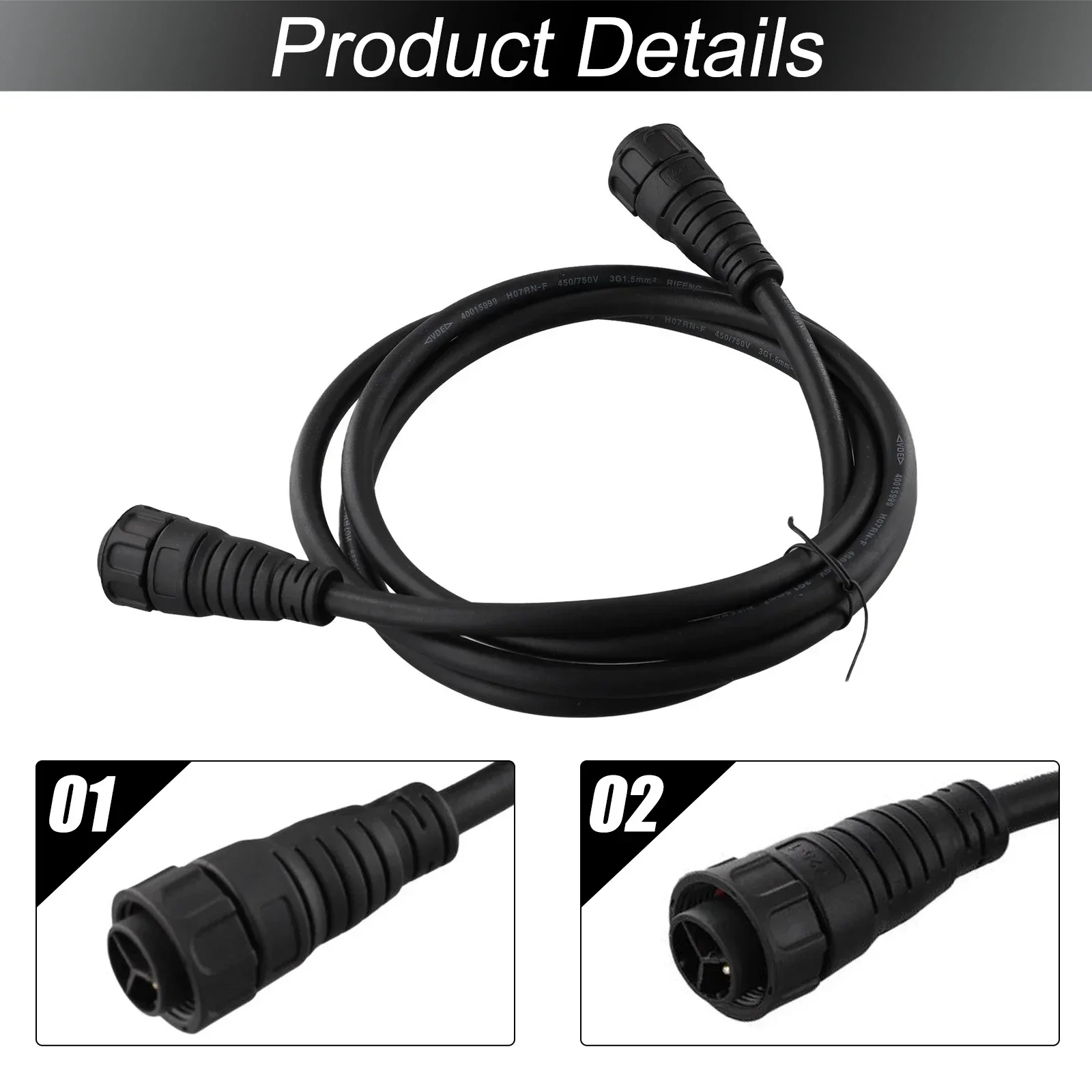 For Waterproof Grid Tie Inverter AC Cable 2M Length Compatible with 600W1400W 450750V Inverters Reliable Connection