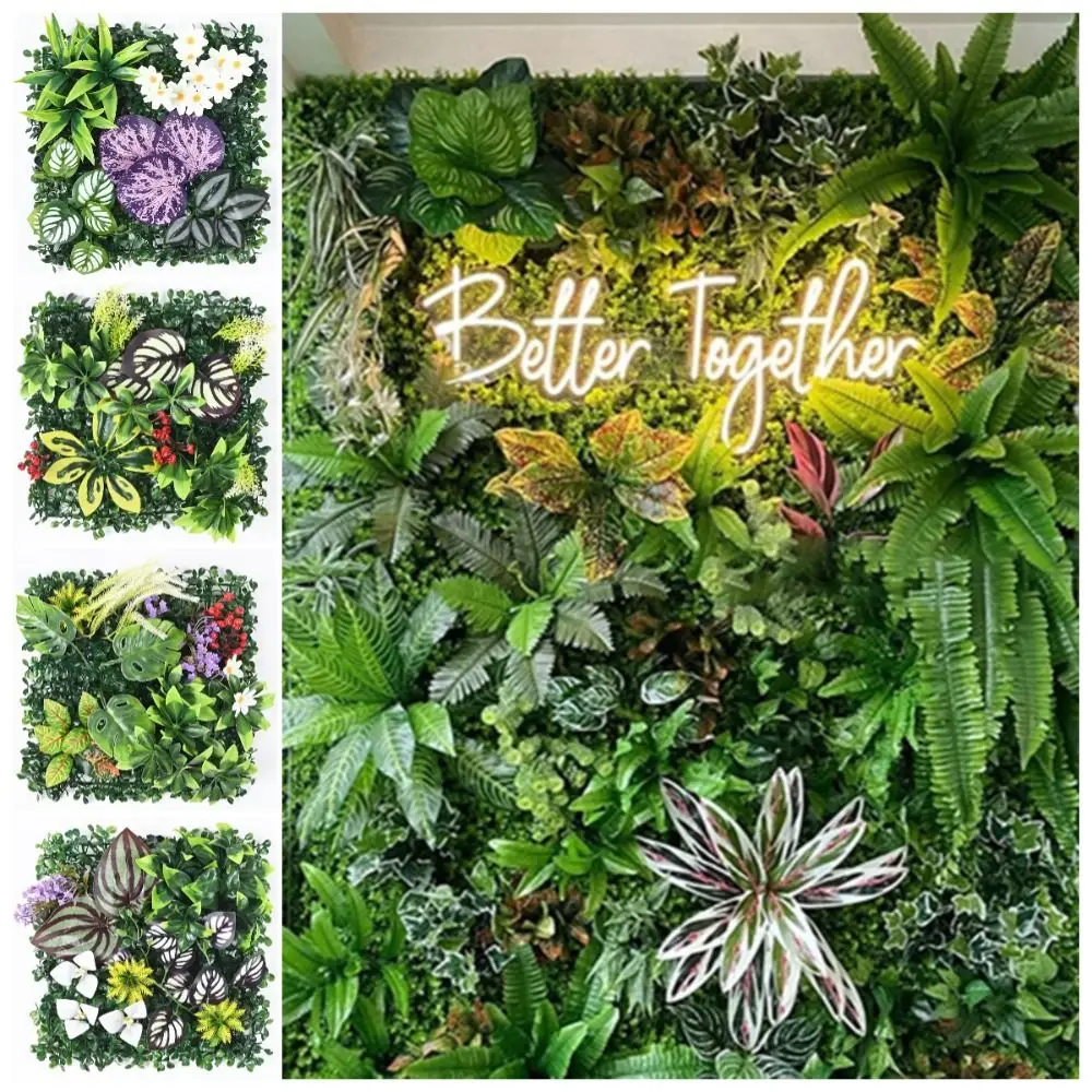 

DIY Artificial Plant Wall Panel Flower UV Protection Simulation Maple Plant Sheet 25*25cm Lifelike Fake Green Grass Mat