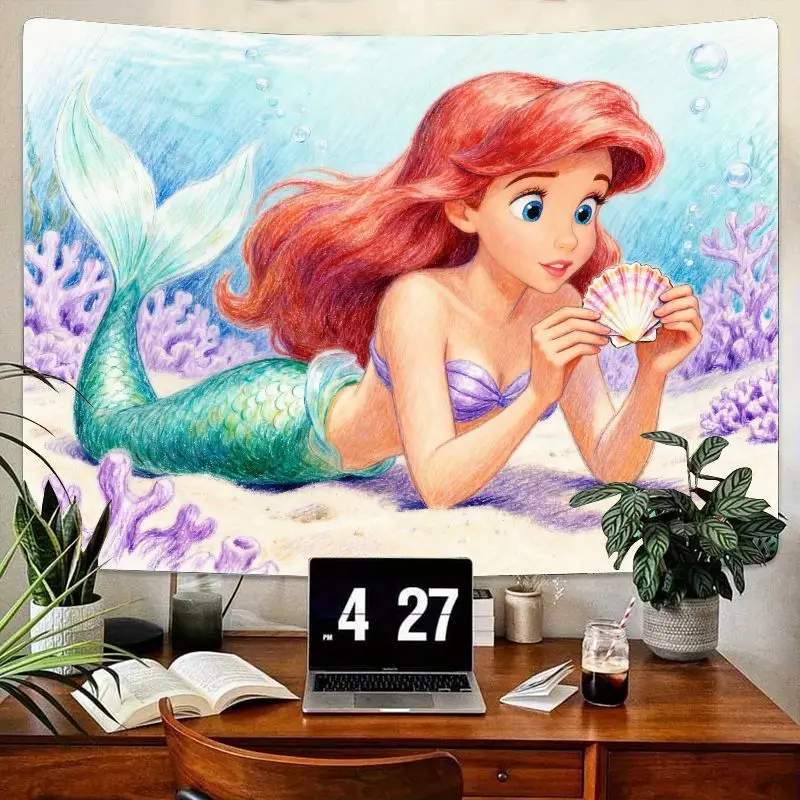 

1 шт. Disney Русалочка Ариэль гобелен эстетический океан настенное искусство для девочек детская спальня декор для гостиной подарок