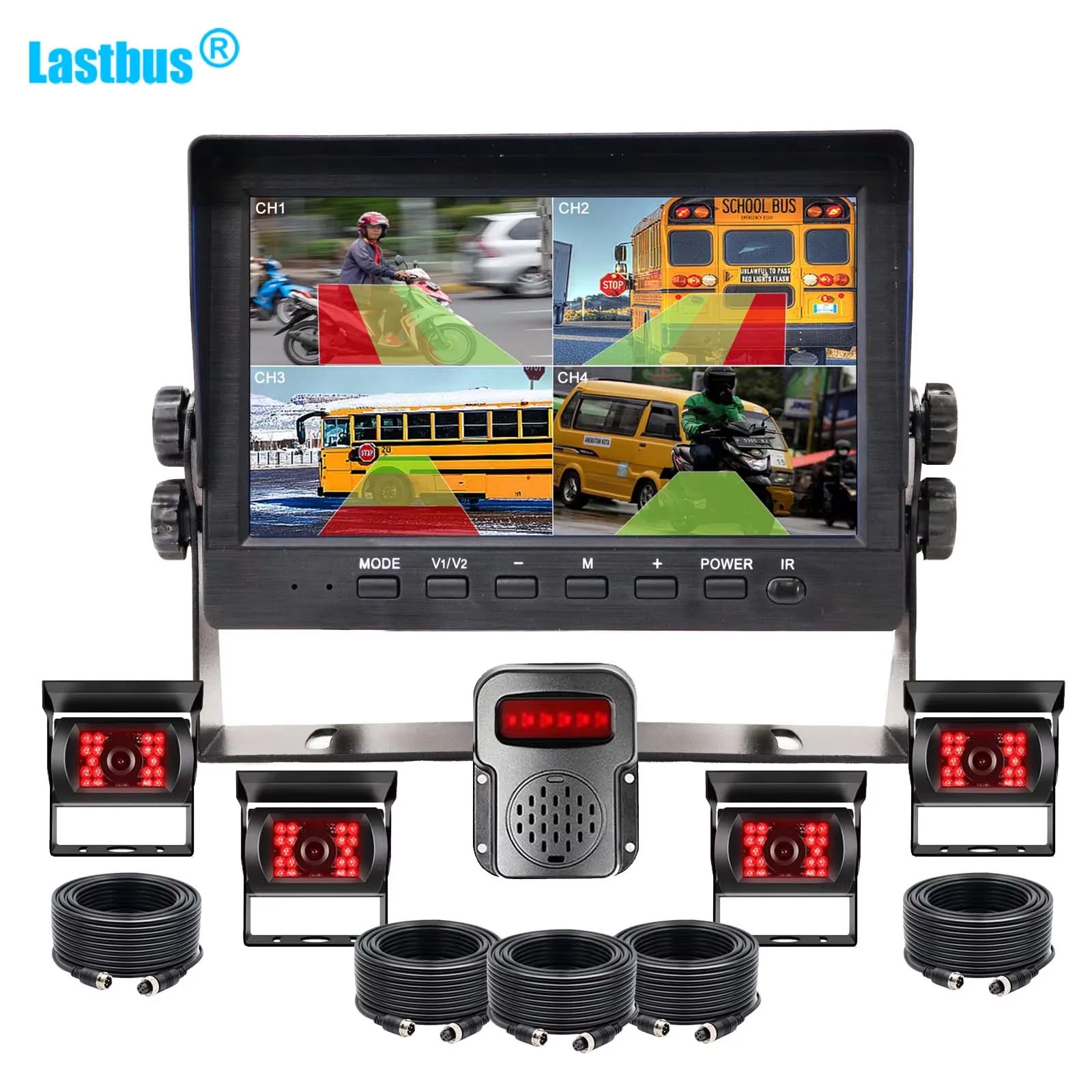 

Lastbus 7 Inch IPS Screen DVR Monitor Split Screen With BSD AI Detection AHD 1080P Rear View Backup Cameras For Caravan Rv Truck