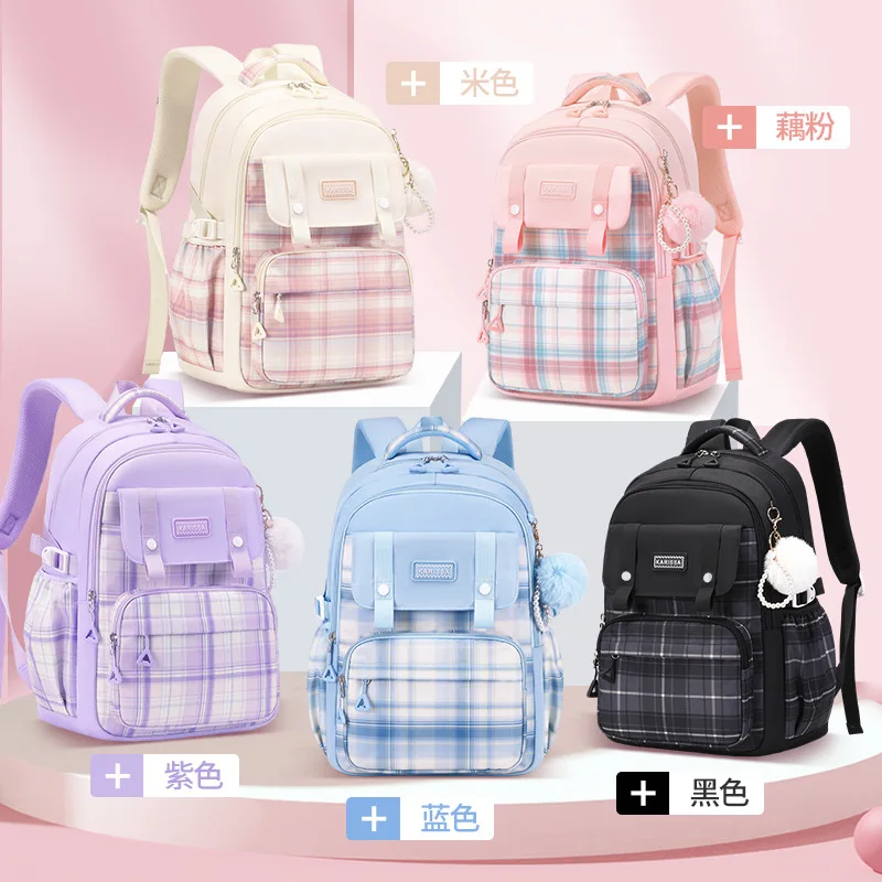 Large Capacity Cute Women Multi-Pocket Nylon Backpack Ins Junior High School Student School Bag Female Girl Backpack Laptop Book