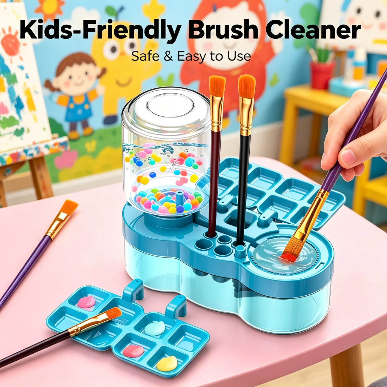 Water Cycle System Paint Brush Cleaner With Paint Palette Paint Brush Rinse Cup Holder Automatic Washing Tool Cleaning Bucket