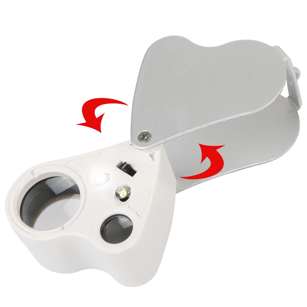 Portable Jeweler Loupe Magnifier 2 In 1 60X 30X Loupe Illuminated Handheld Magnifier With LED Lighting Folding Magnifying Glass
