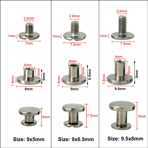 Imagen 2 del producto 10 Uds. De encuadernación de Metal, tornillos Chicago, clavos, remaches para álbum de fotos, calendario de escritorio, menú, cinturón artesanal de cuero, sujetadores para billetera