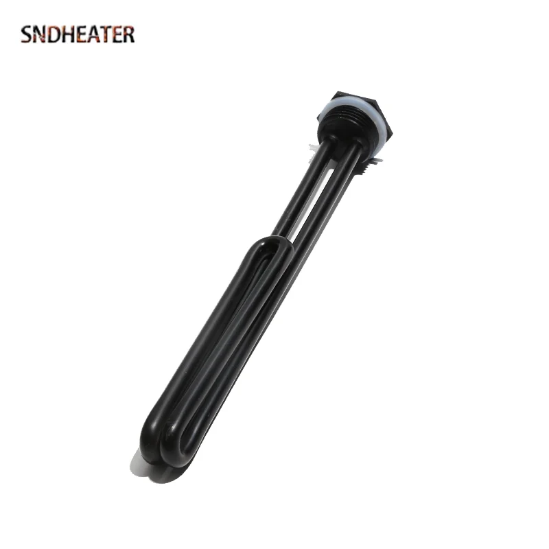 SNDHEATER 220V 380V Electric Solar Water Tank Heater Tube DN25 G1" Thread Black Bend Oil Heating Element 1000W 2000W 3000W 6000W