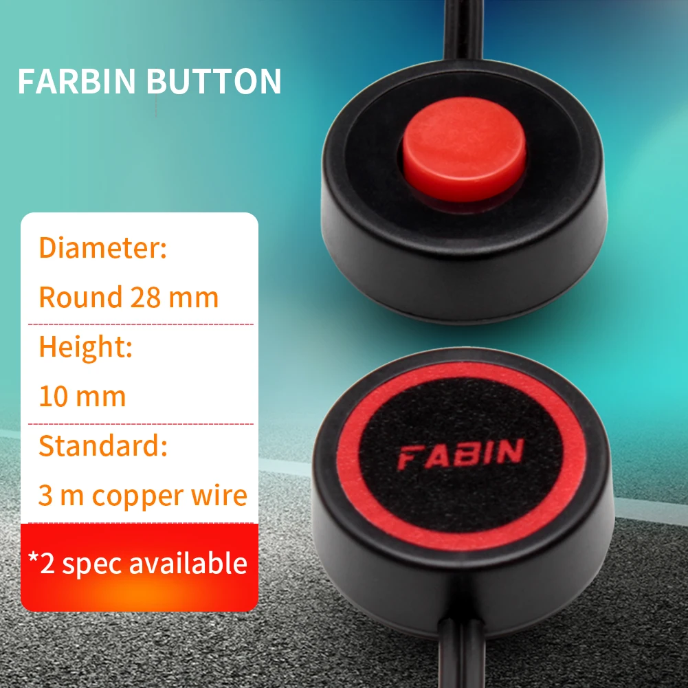 FARBIN Horn Push Button Horn Round Red Cap On Off Switch For Car Horn Tactile On Off with 3 Meters Switch Wire Car Accessory