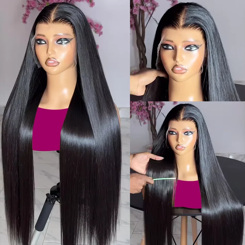 30 Inch Straight Transparent 13x4 Lace Frontal Human Hair Wigs 180% Density Brazilian Remy 13x6 Lace Front Wig For Black Women