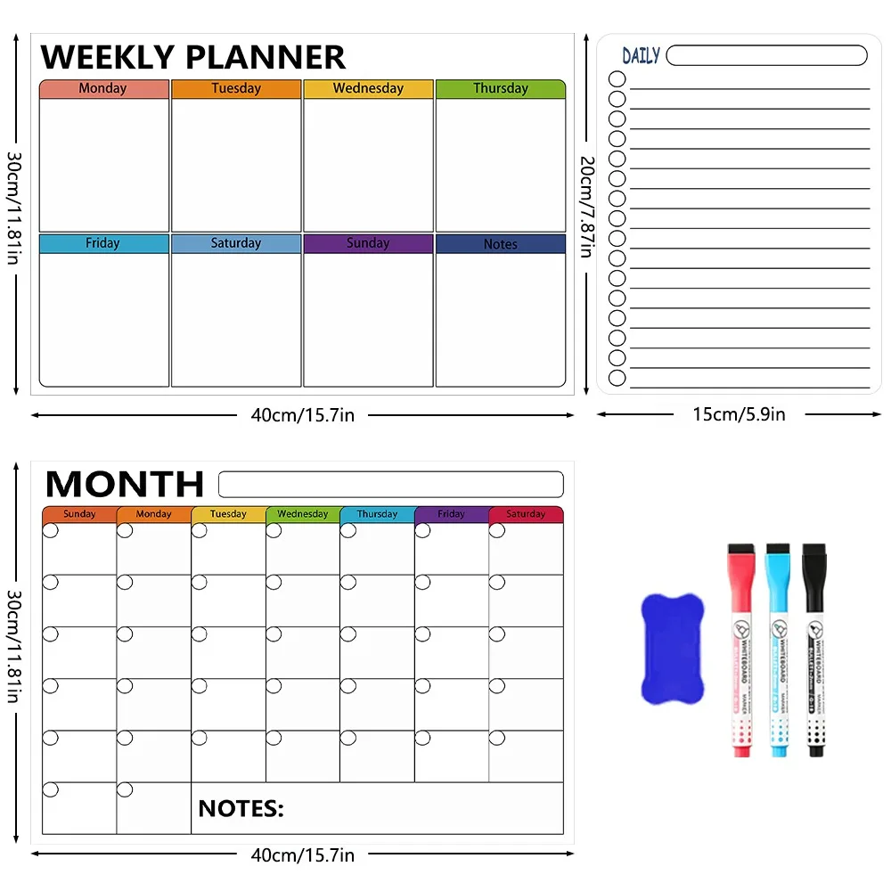 Magnetisch prikbord voor koelkast, maaltijdplanningsbord, droog uitwisbare kalender, menu-whiteboard 30 * 40 cm