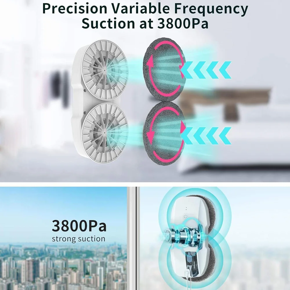 Intelligent Window Cleaning Robot Ultrasonic Atomized Water Spray Portable Window Cleaner Robot With Remote Control