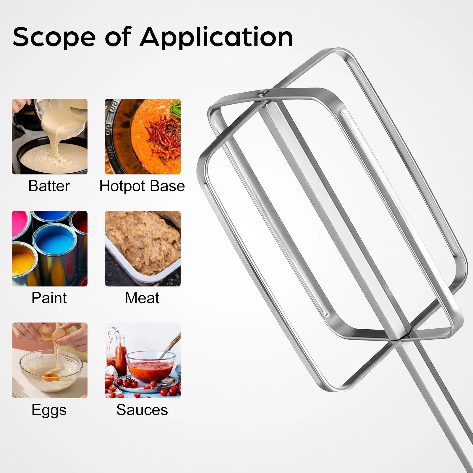 

Stainless Steel Stirring Rod Meat Mixer Mixing Whisk Hot Pot Kitchen Tool Thickened Manual Hand Whisk Polished Easy Grip Cooking