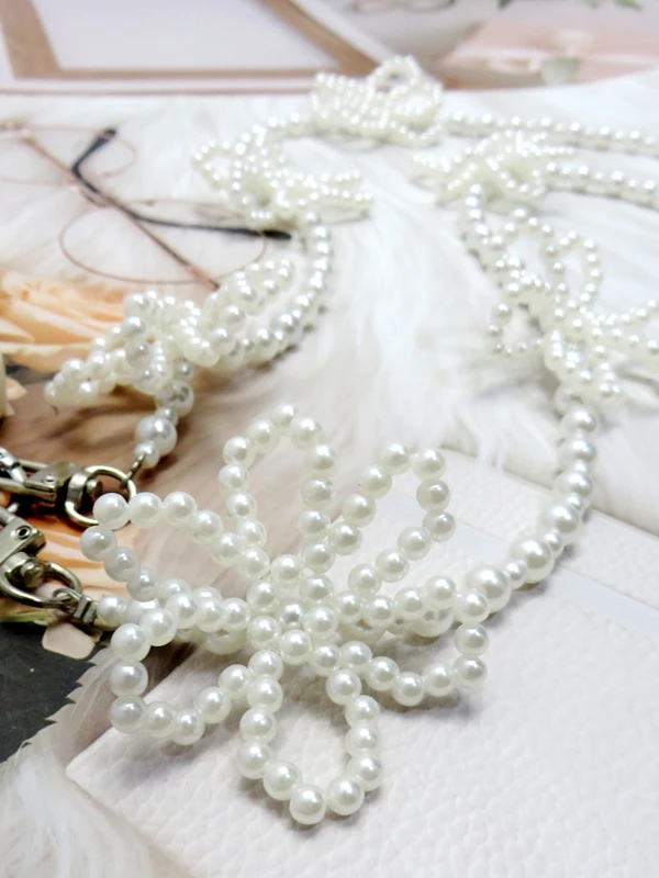 Decorative Pearl Flower Chain Crossbody Bag Strap Camera Phone Case Long Shoulder Bag Chain Versatile Accessory Korean Style