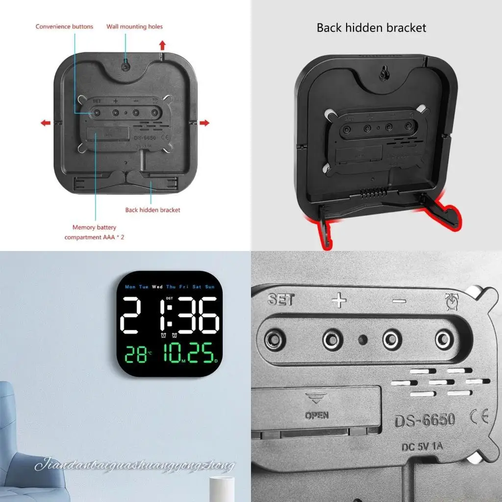 

QX2E Шикарные настенные настольные часы с 10 уровнями яркости и дистанционным управлением