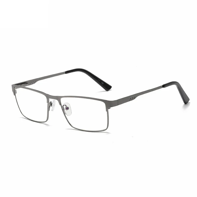 Blue Light Blocking Eye Protection Eyeglasses Men Square Metal Large Frame Reading Spring Leg Elderly Presbyopia Glasses